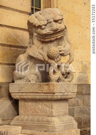 Lion marble face, Chinese Lion, stone carving sculpture, the symbol of Power, by Chinese. Stone Lion 55172283