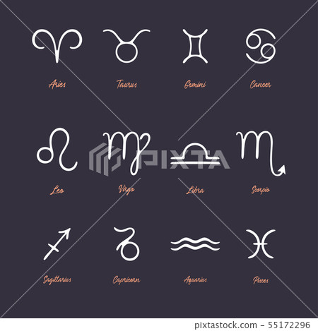 Set of zodiac signs characters. 12 items. Set of zodiac signs characters. 12 items. 55172296