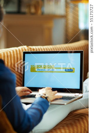 housewife using search engine on laptop housewife using search engine on laptop 55173727