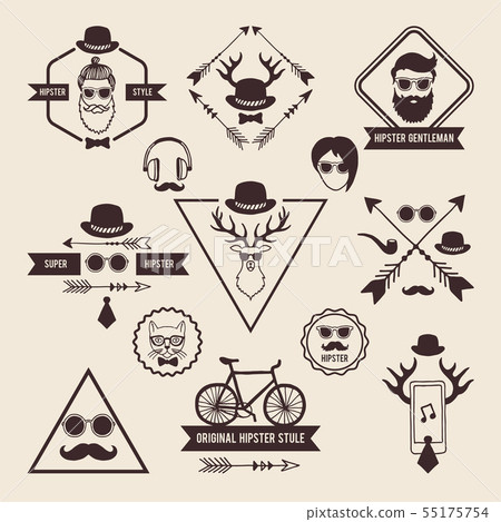 Hipsters badges templates with place for your text. Vector icons set 55175754