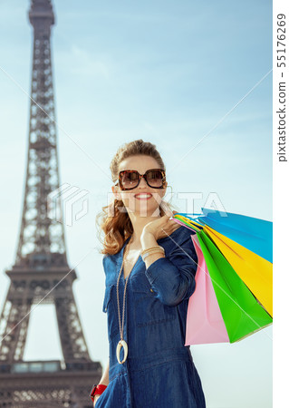 happy elegant woman with shopping bags happy elegant woman with shopping bags 55176269