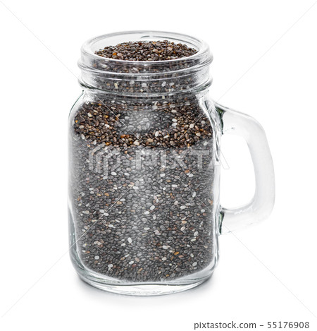 chia seeds in jar isolated on white background 55176908
