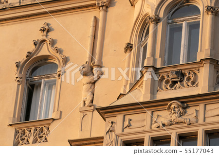 Prague old buildings view panorama Prague old buildings view panorama 55177043