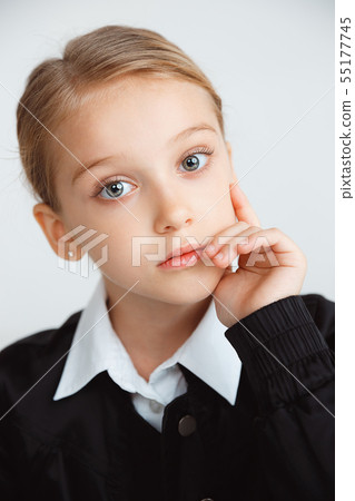 Girl preparing for school after a long summer break. Back to school. 55177745