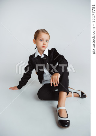 Girl preparing for school after a long summer break. Back to school. 55177781