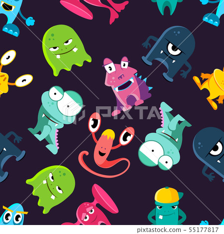 Ugly but cute funny monsters vector seamless pattern Ugly but cute funny monsters vector seamless pattern 55177817
