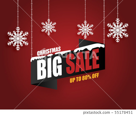 Christmas sale banner background with hanging snow 55178451