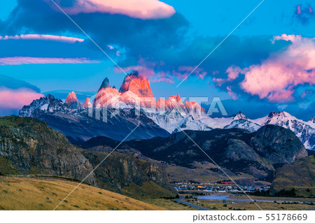 View of Mount Fitz Roy in the morning sunlight at View of Mount Fitz Roy in the morning sunlight at 55178669