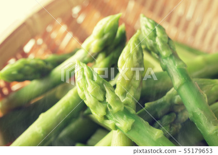 Asparagus of summer vegetables placed on a boil Asparagus of summer vegetables placed on a boil 55179653