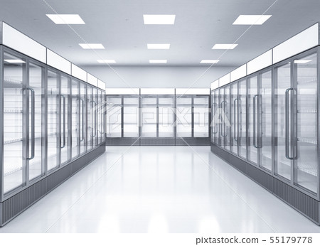 empty commercial fridges in store 55179778
