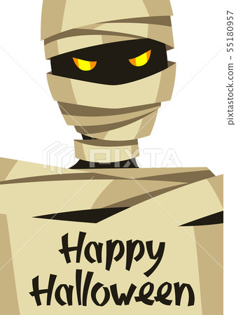 Happy Halloween greeting card with mummy. Happy Halloween greeting card with mummy. 55180957