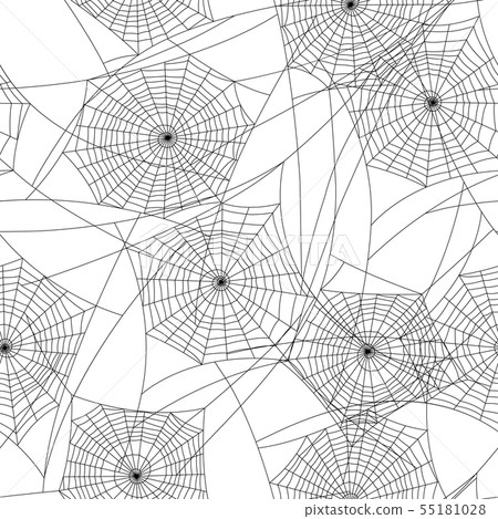Spider web silhouette Halloween seamless pattern. 55181028