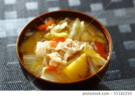 Pork soup Miso soup Pork soup Miso soup 55182254
