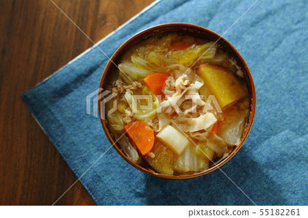 Pork soup Miso soup 55182261