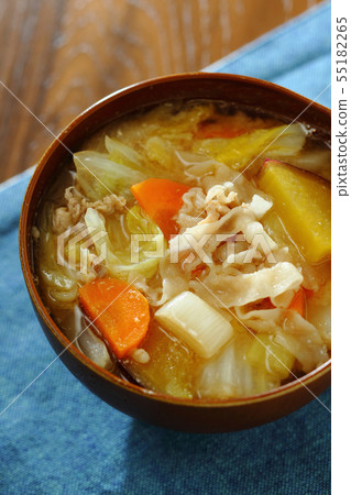 Pork soup Miso soup 55182265