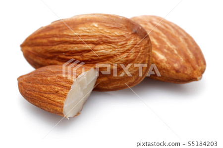 Group of almonds isolated on white 55184203