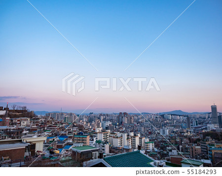 City sky view in sunset in Seoul,Korea. 55184293