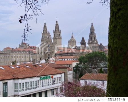 City view seen from the Santiago de Compostela park in Spain City view seen from the Santiago de Compostela park in Spain 55186349