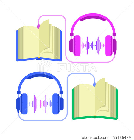 Audiobook and headphones vector flat illustration 55186489