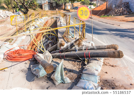 Road Electricity Cable Trench Construction 55186537