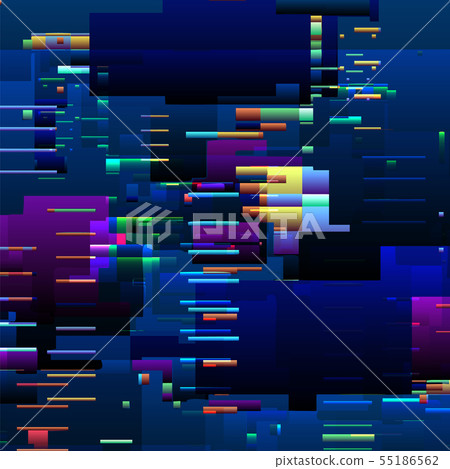 Abstract glitch background with colorful pixel error lines and graphic defects 55186562