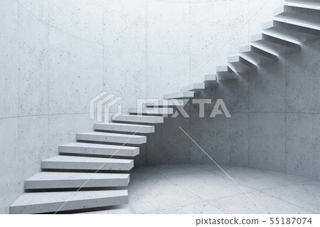 modern staircase in concrete interior, 3d 55187074