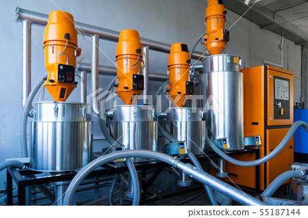 Polyurethane foam pipes production. Manufacturing facility. Automated production facility machine 55187144