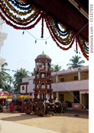 Wooden chariots with flags and paintings of hindu Wooden chariots with flags and paintings of hindu 55187959