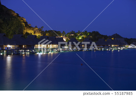 night landscape with houses over the water of the  55187985