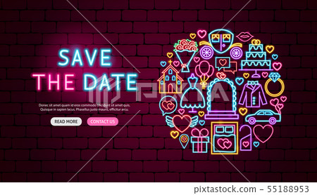 Save the Date Neon Banner Design 55188953