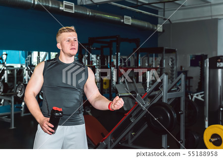 athlete makes an approving gesture in the gym athlete makes an approving gesture in the gym 55188958