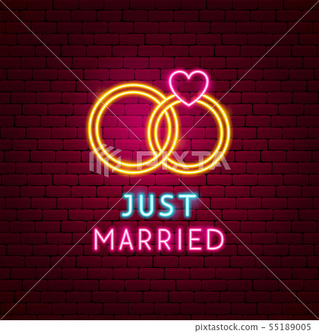 Just Married Neon Label 插圖素材 圖庫