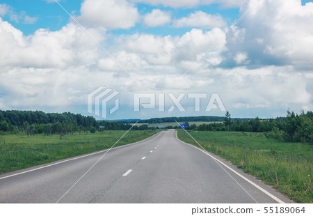 asphalt road through the green field asphalt road through the green field 55189064