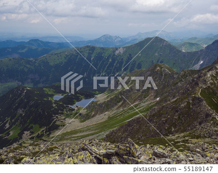 view from Banikov peak on Western Tatra mountains or Rohace panorama. Sharp green mountains - ostry view from Banikov peak on Western Tatra mountains or Rohace panorama. Sharp green mountains - ostry 55189147
