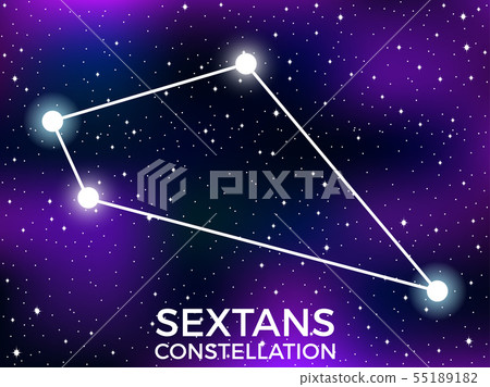 Sextans constellation. Starry night sky. Cluster - Stock Illustration ...