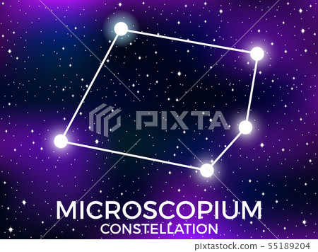Microscopium constellation. Starry night sky. Microscopium constellation. Starry night sky. 55189204