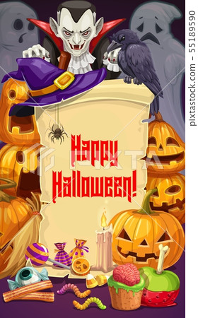 Halloween party, Dracula and pumpkins, sweets 55189590