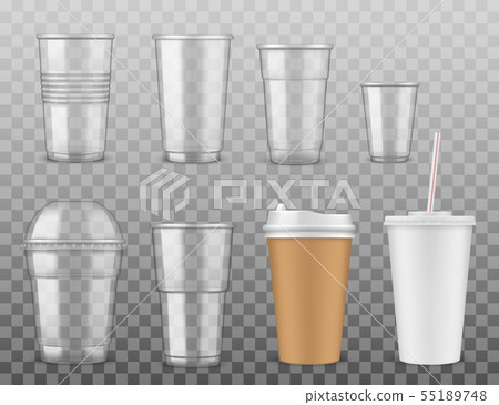 Disposable paper or plastic cups isolated icons 55189748