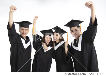 Group of graduating students standing together Group of graduating students standing together 55191145