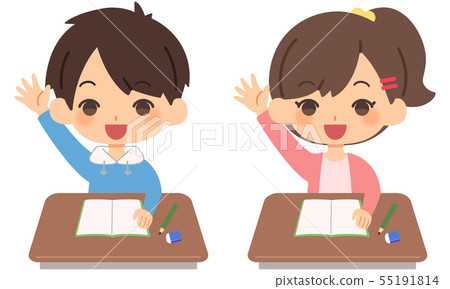 Child study raising hand men and women Child study raising hand men and women 55191814