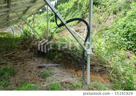 Solar power plant damaged by landslide Solar power plant damaged by landslide 55191929