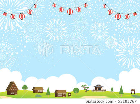 Lanterns Fireworks Village Landscape 55193767