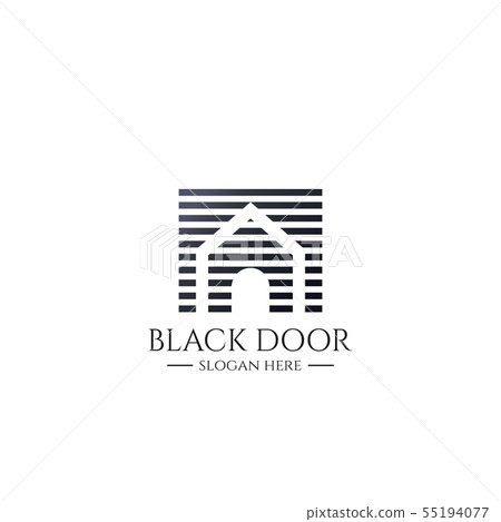 entrance door logo for home or real estate. letter 55194077