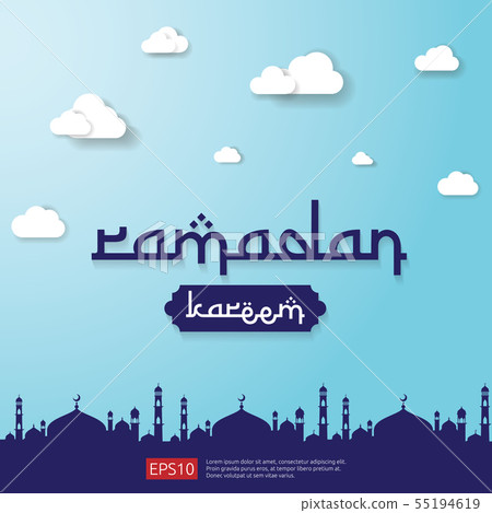 Ramadan Kareem islamic greeting design with dome 55194619