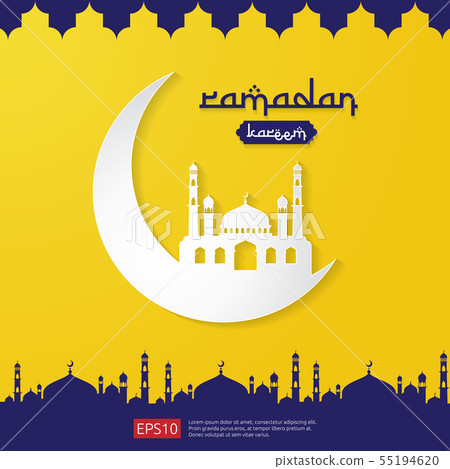 Ramadan Kareem islamic greeting design with dome 55194620