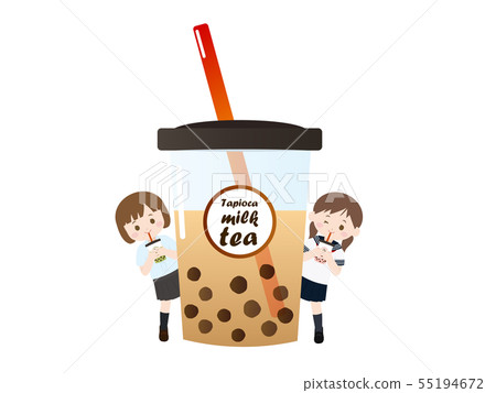 木薯奶茶的女孩的插圖 55194672