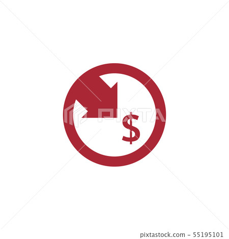 dollar decrease icon. Money symbol with arrow - Stock Illustration ...