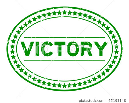 Grunge green victory word oval rubber seal stamp 55195148