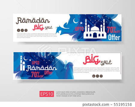 Ramadan sale offer banner set design. Promotion 55195158