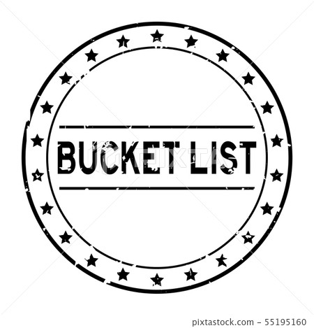 Grunge black bucket list word round rubber seal 55195160